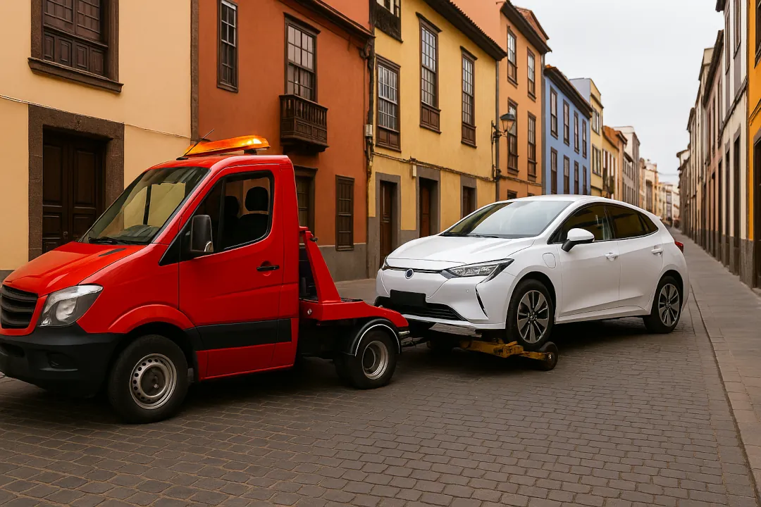 como no remolcar coche eléctrico en grúa grúa de arrastre mostrando como no remolcar coche eléctrico en grúa