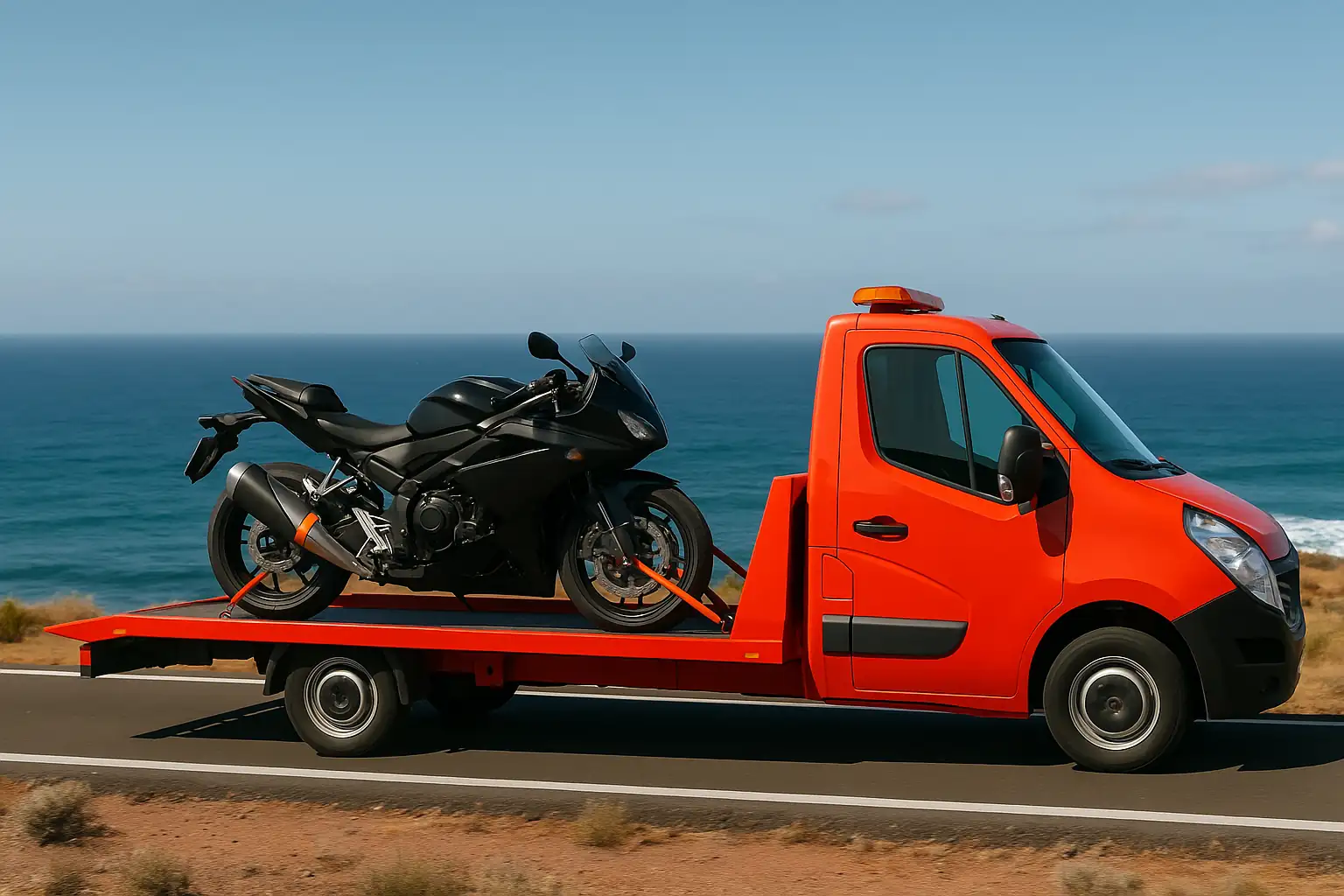 como transportar una moto una grúa transportando una moto en Tenerife