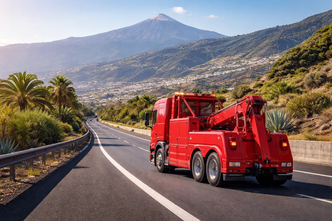 imagen de grúa al rescate de un camión o un vehículo pesado