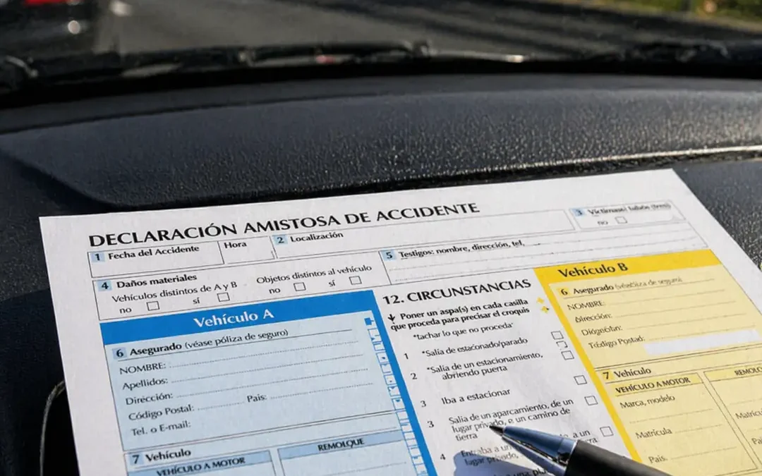 Parte amistoso de accidente: cuándo rellenarlo y qué hacer tras un golpe